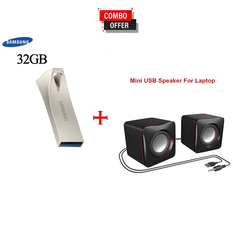 Samsung 32GB Pendrive + USB Speakers